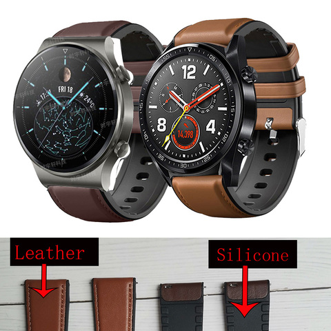 Watch Band 22mm Genuine Leather Strap For Huawei GT 2 GT2 Pro Watch Strap Replacements Honor Magic 1 2 46mm Watch Mens Strap ► Photo 1/6