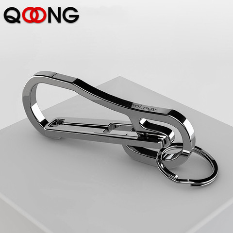 QOONG 2022 High Quality Key Ring Metal Keyring Men's Stainless Steel Keychain Key Holder Belt Buckles Chaveiro Car Key Chain Y94 ► Photo 1/6