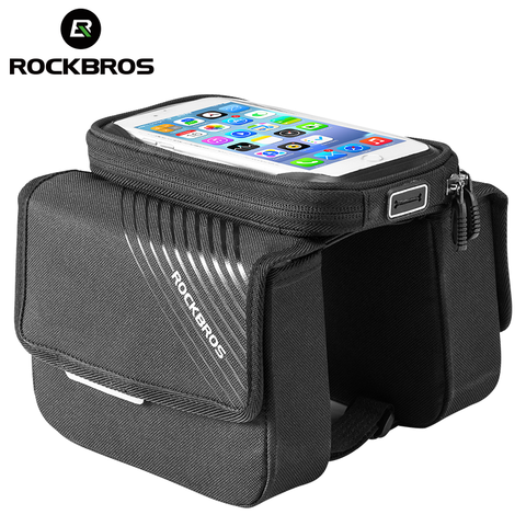 ROCKBROS Bike Bag Phone Touch Screen Bicycle Front Bilateral Saddle Bag MTB Road Bike Top Tube Bag 6.0 Inch Bicycle Accessories ► Photo 1/6