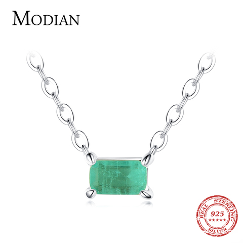 Modian Authentic 925 Sterling Silver Green Tourmaline Necklace Pendant for Women Fashion Bijoux Wedding Statement Jewelry Gifts ► Photo 1/5