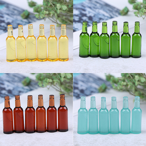 6Pcs 1:12 Dollhouse Miniature Toy Beer Wine Drink Bottle Doll Food Kitchen Living Room Accessories ► Photo 1/6
