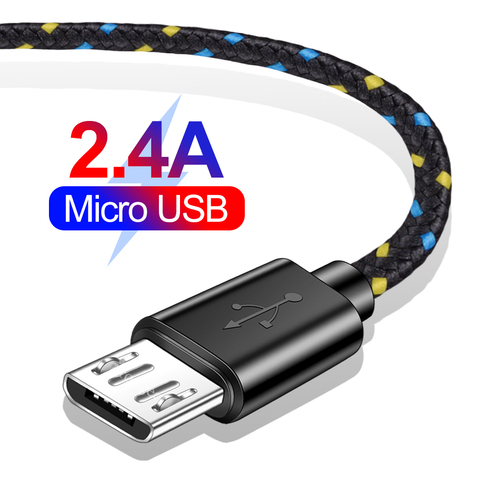 2A Micro USB Data Charger Cable 1M 2M 3M Nylon Braided Microusb Fast Charging Charger Cable For Samsung Xiaomi Android Phone ► Photo 1/6