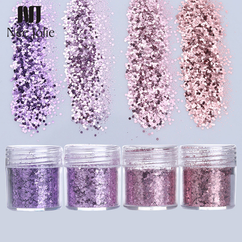 Pink Hexagon Nail Art Glitter Dust Powder Decoration