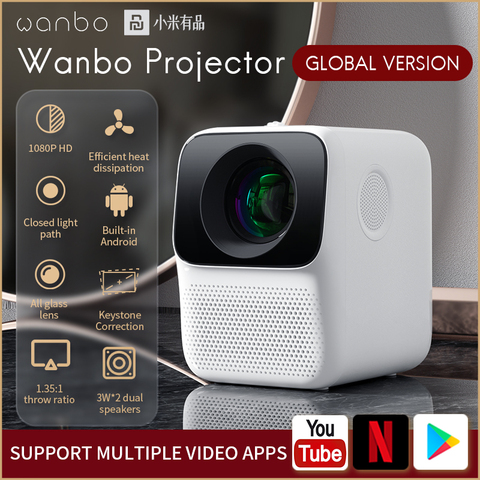 Projector Global Version Wanbo T2 MAX LCD Portable Mini Projector LED Support 1080P Vertical Keystone Correction Home Theater ► Photo 1/6