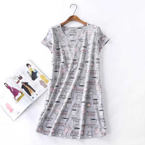 Brand Designer Homewear Women Casual Cartoon nightgown Ladies Cotton nightdress Female Round collar Plus size sleep dress ► Photo 1/6