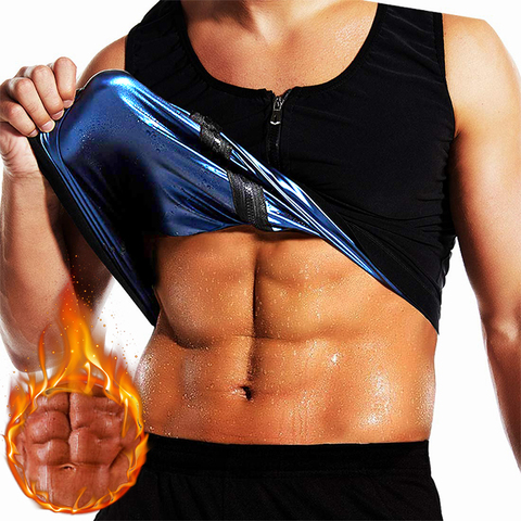 Mens Waist Trainer Vest Body Shaper Compression Shirt Tank Top Workout Fat  Burn