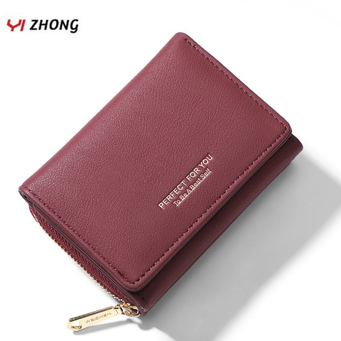 YIZHONG Leather Short Wallet for Women Forever Young Multifunction Purses Card Holder Coin Purse Simple Small Wallets Cltch Bag ► Photo 1/6