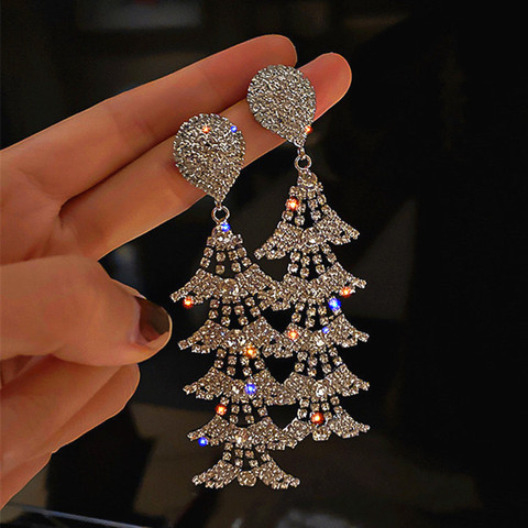 FYUAN Geometric Water Drop Crystal Earrings for Women Bijoux Long Tassel Rhinestone Dangle Earrings Statement Jewelry ► Photo 1/6