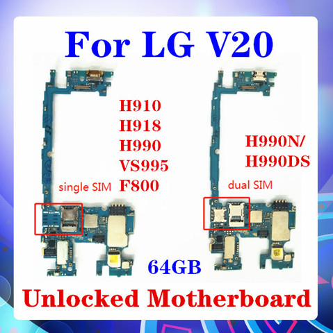 Buy Online For Lg V20 H910 H918 Vs995 F800 H990 H990n H990ds Motherboard Single Dual Sim Unlock 64gb Mainboard With Chip Android 4g Support Alitools