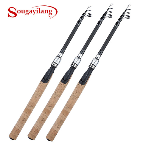 Sougayilang Cost-effective 1.8M-2.4M Telescopic Fishing Rod 3 Colors Cork Handle Spinning Fishing Rod Carbon Fiber Travel Tackle ► Photo 1/6