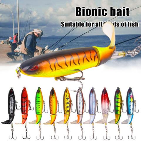 1 Pcs 10cm/14cm Topwater Fishing Lure Whopper Popper Artificial Bait Hard Plopper Soft Rotating Tail Fishing Tackle Fishing Bait ► Photo 1/6