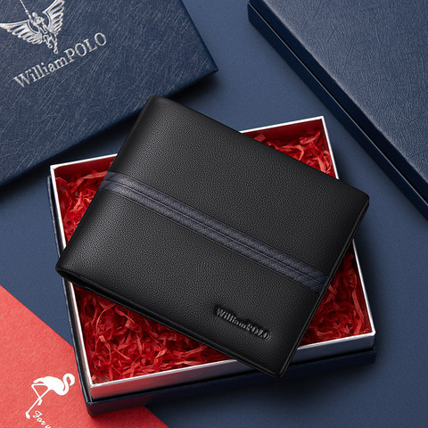 WILLIAMPOLO Mens Wallet Card Holder Luxury Leather Christmas Gifts For Men Set Wallet Card Wallet For Men Purses PL201510 ► Photo 1/6