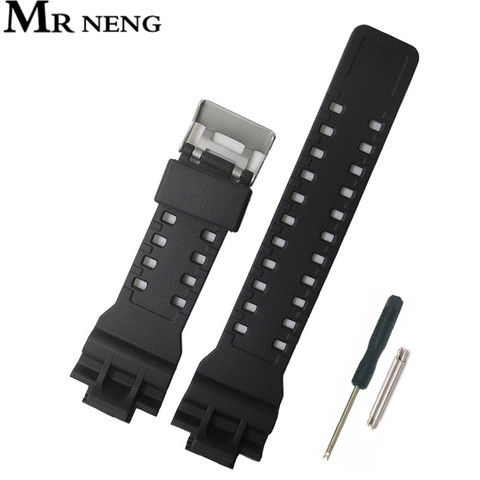 Man 16mm Silicone Rubber resin Watch Band Strap Fit Replacement Black Waterproof Watchbands Accessories For GA110/100 ► Photo 1/6