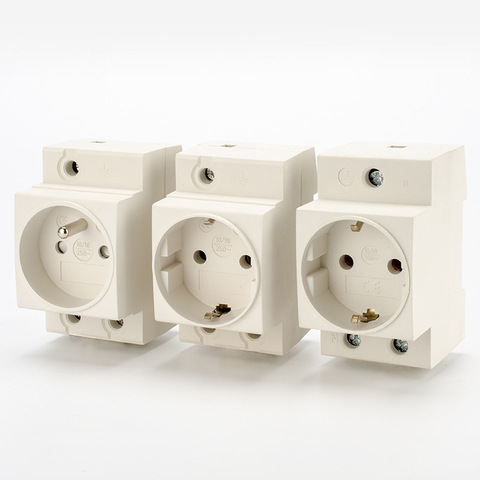 AC Socket European stardand German France type DIN Rail Mount AC Power Modular Socket 10-16A 250V ► Photo 1/4