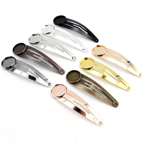 12mm 10pcs High Quality Classic 8 Colors Plated Copper Material Hairpin Hair Clips Hairpin Base Setting Cabochon Cameo base ► Photo 1/6