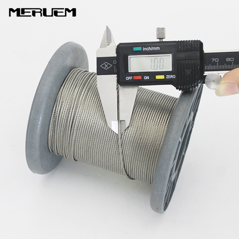 304 Stainless Steel 7x7 Wire Rope 50M/100M Softer Fishing Lifting Cable 0.5/0.6/0.8/1.0mm Diameter Included Aluminium Sleeves ► Photo 1/4