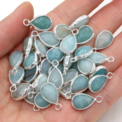 Natural Stone Pendant Water Drop Shape Blue Amazonite Charms for Jewelry Making DIY Necklace Earring Accessories Size 13x23mm ► Photo 1/3