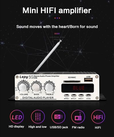 KYYSLB LP-A7 12V 20W*2 Mini Bluetooth Amplifier Home Car Amplifier SD CD DVD MP3 FM with Radio Digital audio Player amplifier ► Photo 1/6