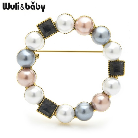 Wuli&baby Pearl Crystal Circle Brooches Women Round Flower Party Banquet Brooch Pins Gifts ► Photo 1/3