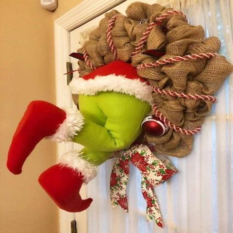 Christmas Thief Burlap Stealer Design Home Front Door Wreath Hoop Xmas Decor новогодние украшения 2022 ► Photo 1/6