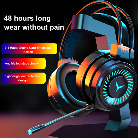 Wired Gaming Headphones 7 Colors LED RGB Gamer Headset 4D Stereo Earphones with Microphone for PS4 Xbox One PC Games 3.5mm G58 ► Photo 1/6