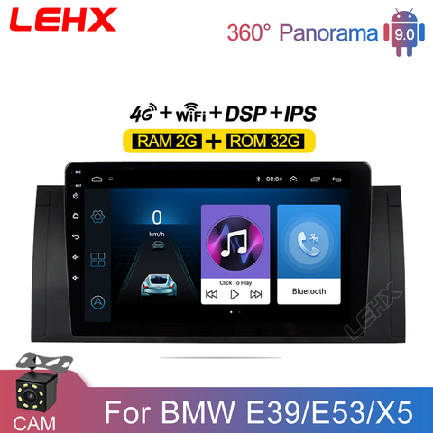 LEHX Car Android 9.0 2Din 2GB RAM  Car Radio Multimedia Video Player for BMW 5 E39 E53 X5 1995-2001 2002 2003 2004 2005 2006 ► Photo 1/6
