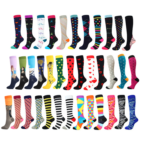 Running Men Women Socks Sports Compression Happy Tube Socks Support Nylon Unisex Outdoor Racing Long Pressure Stockings High ► Photo 1/6