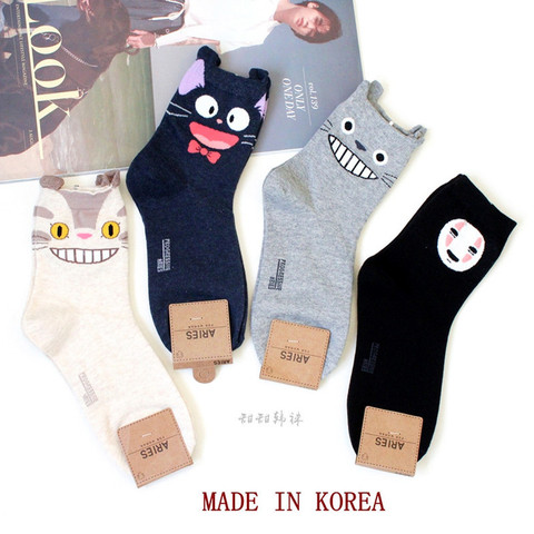 Cartoon Cat Cute Socks Women No Face Man Sock Totoro Funny Fashion Anime Spring Autumn Sweat Absorption Gray Classic Cotton Sock ► Photo 1/6