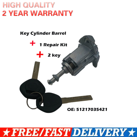 For BMW/ X5 E53 51217035421 Left Driver Door Lock Assembly Key Cylinder Barrel + 1 Repair Kit + 2 key ► Photo 1/6