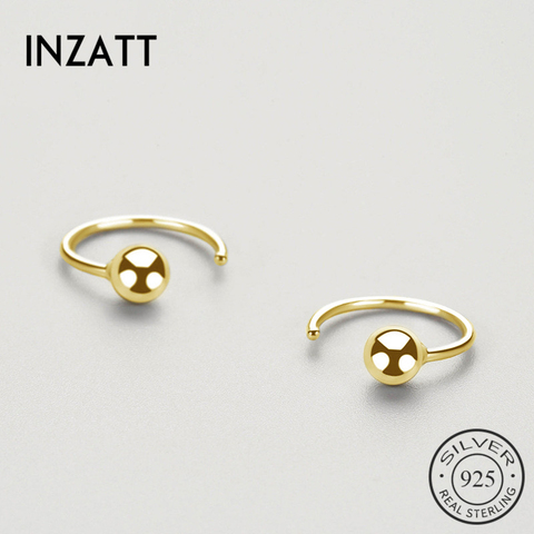 INZATT Real 925 Sterling Silver Minimalist 18k Gold Bead Hoop Earrings For Fashion Women Party Fine Jewelry Accessories Gift ► Photo 1/6