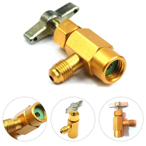 Refrigerant Bottle Opener 1/4 SAE Thread Adapter R-134a Opener Valve Tool Auto Parts Adapter Refueling Conditioning Tool ► Photo 1/6