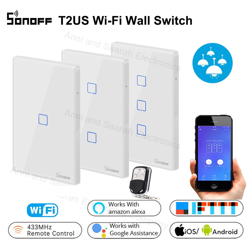 Sonoff WiFi Panel 1/2/3 Gang Wall Switch Touch/Smart/APP Control T0/T1/T2/T3 