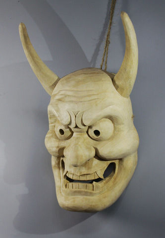 QH065 - 29*18*10 cm Hand Carved Wood Japanese Noh Hannya Snake Mask ► Photo 1/4