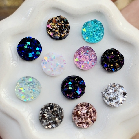 DIY AB Resin Bling Irregularity Surface Ore Crystal 8mm&10mm Round Flatback Rhinestone Ornament DIY Wedding Appliques Craft -B96 ► Photo 1/5