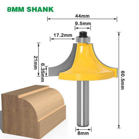 1PC 8mm Shank Corner Round Over Edging Wood Router Bit Large 2 Flute Corner Round Cove Box Bit Woodworking Tenon Cutter Tool ► Photo 1/1