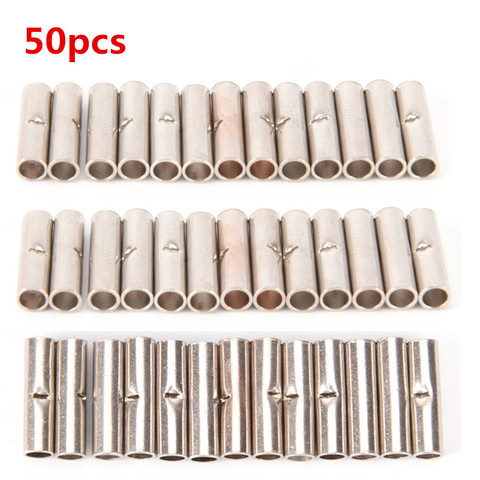 50PCS/lot 14-16AWG Uninsulated Butt Connectors Crimp Terminals Non Insulated Crimping Tube DIY Electrical Wire Sleeve Seamless ► Photo 1/6