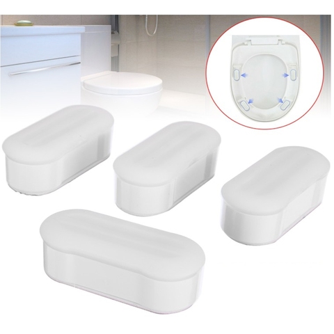 4 Pieces Universal Toilet Seat Bumper Protection Pads Bathroom Accessories Replacement Bumpers with Strong Adhesive ► Photo 1/6