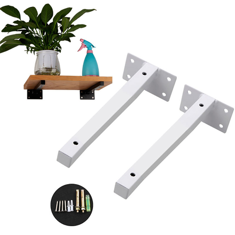 2PCS 6-20 Inch White Square Tube Angle Bracket Heavy Support Wall Mounted Black Bench Table Shelf Bracket DIY Furniture Hardware ► Photo 1/5