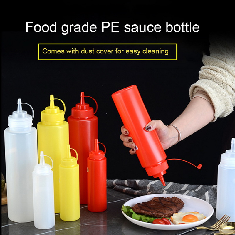 !Plastic Squeeze Bottle Condiment Dispenser Sauce Vinegar Ketchup Gravy Cruet 