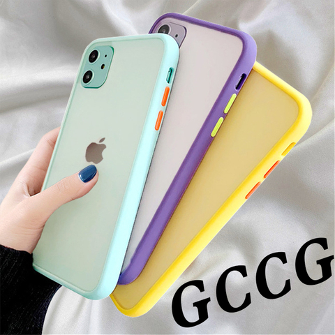 Mint Simple Matte Bumper Phone Case for iphone 11 Pro XR X XS Max 12 6S 6 8 7 Plus Shockproof Soft TPU Silicone Clear Case Cover ► Photo 1/6
