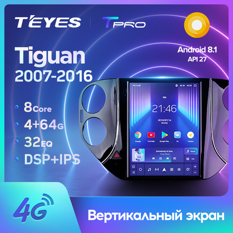 TEYES TPRO For Volkswagen Tiguan 1 NF Tesla style screen 2007 2016 Car Radio Multimedia Video Player Navigation Android GPS ► Photo 1/6