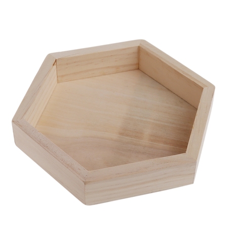 2022 New Wooden Necklace Jewelry Display Tray Case Holder Rack Hexagon Storage Box ► Photo 1/6