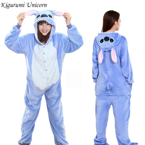 Kigurumi Unicorn Pajama Stitch Adult Animal Onesie Women Men Couple 2022 Winter Pajamas Suit Cat Sleepwear Flannel Pijamas ► Photo 1/6