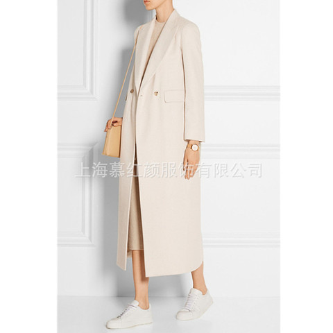 Women Winter Coat Wool 2022 New Double breasted cashmere Vintage Elegant jacket Fashion Outerwear White X-Long Coat Female ► Photo 1/6