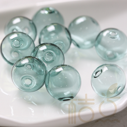 4 Pieces Hand Blown Hollow Glass Beads With Regular 2 Holes (18H17H) ► Photo 1/6
