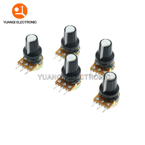 5pcs/lot WH148 1K 10K 20K 50K 100K 500K Ohm 15mm 3 Pin Linear Taper Rotary Potentiometer Resistor for Arduino with AG2 White cap ► Photo 1/1