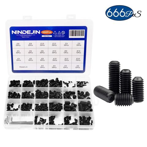 666pcs Set Screw Cup Point Grub Screw M2 M3 M4 M5 M6 M8 Hex Socket Set Screws Hexagon Headless Set Screw Grade 12.9 Carbon Steel ► Photo 1/6