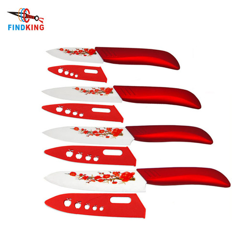 FINDKING Kitchen ceramic knife with flower laser printed High sharp quality Knives Set tools 3 4 5 6 Kitchen tools healthy life ► Photo 1/2