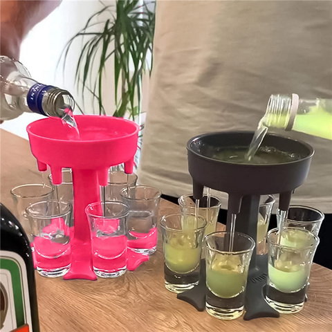 Liquor Dispenser 6 Shot Glass Wine Whisky Beer Dispenser Holder Drinking Games Tools for Christmas Home Party Bar Shot Glass ► Photo 1/6
