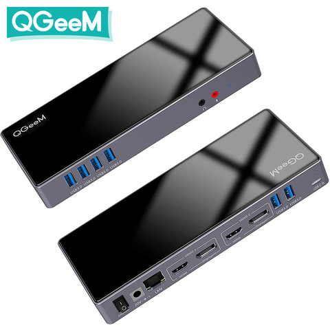 QGeeM Docking Station 15-IN-1 USB Hub 3.0 for Macbook Pro Xiaomi Laptops One 5K/ Dual 4K@60Hz Video Display USB Type C Hub HDMI ► Photo 1/6